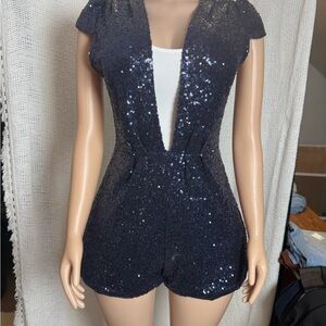 Tobi Navy Sequin Midi Dress